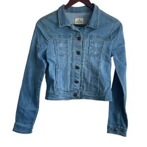 Papaya Girls‎ Jean JacketL Blue Light Wash Pockets Button Denim Academia Western